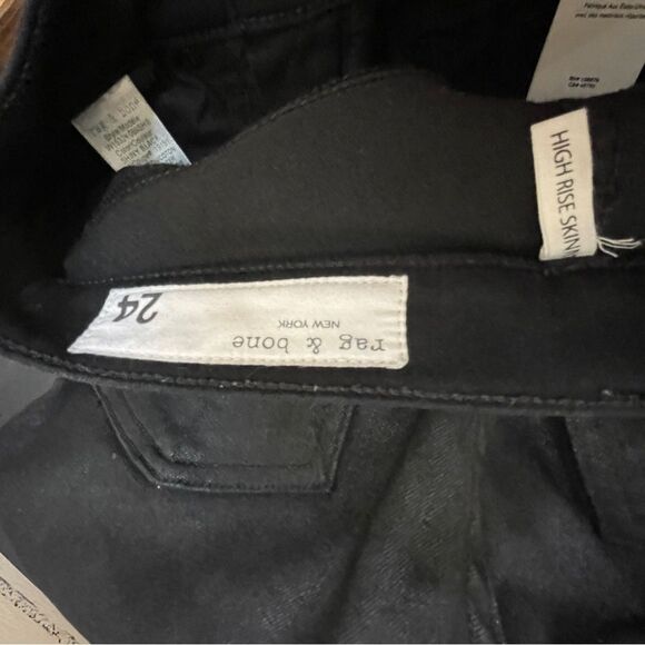 RAG & BONE HIGH RISE SKINNY JEANS IN SHINY BLACK - Picture 5 of 6